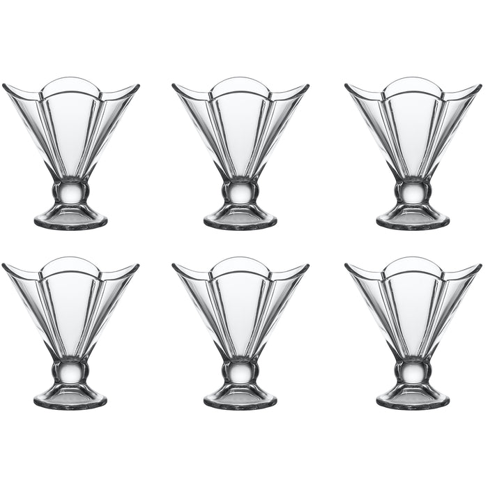 Red Co. Set of 6 Clear Glass 6.75 Oz Footed Dessert Bowls for Ice Cream, Parfait, Fruit Salad, or Pudding