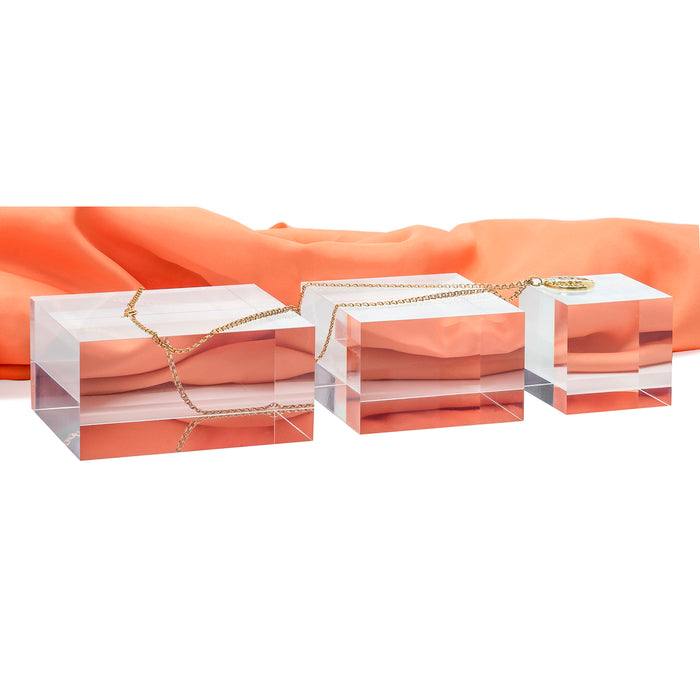Red Co. Transparent Clear Solid Acrylic Cube Jewelry Display Stand Pedestals with Polished Edges – Set of 3 Sizes