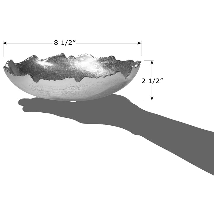Red Co. Silver Moon Decorative Torn Hammered Centerpiece Bowl - 9"